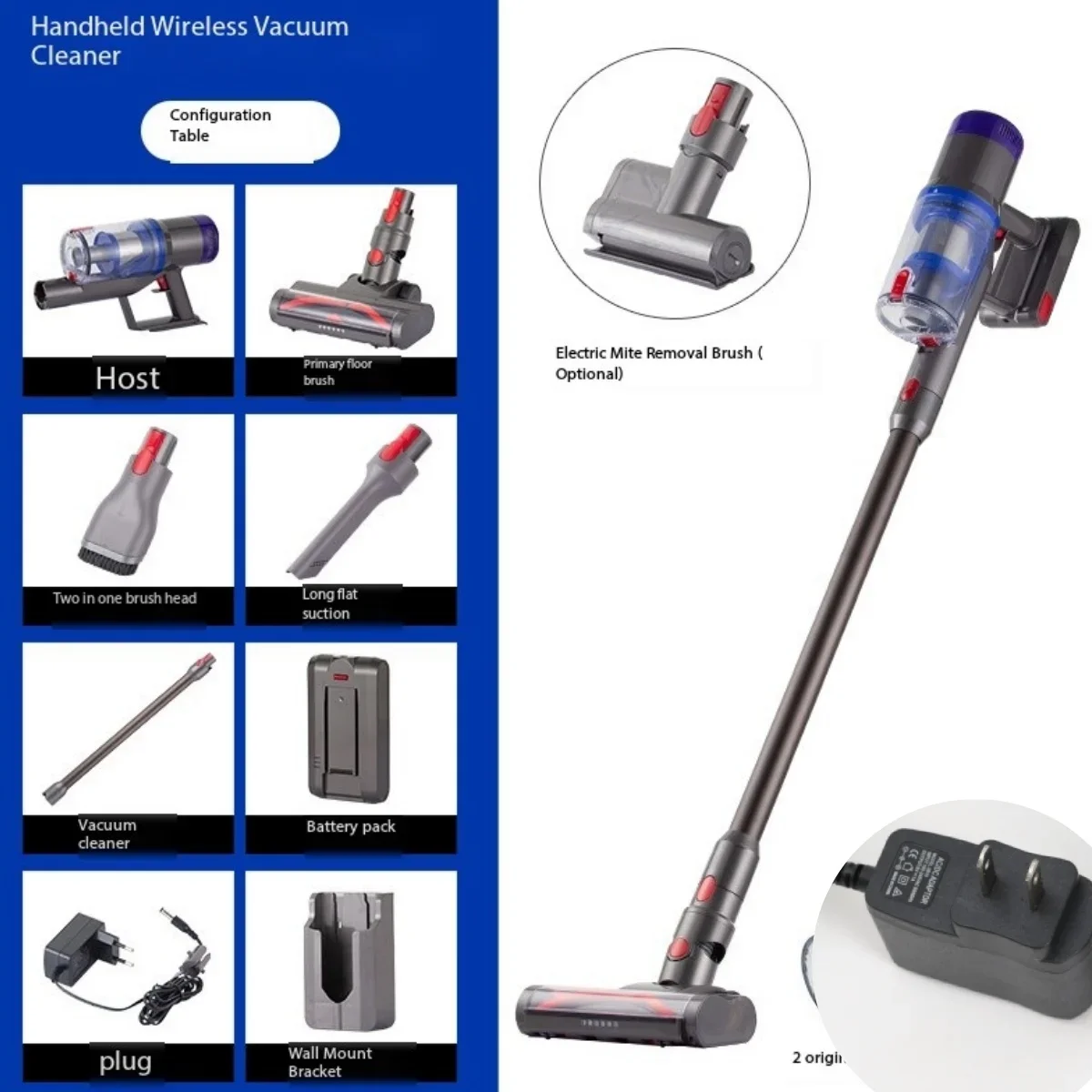 مكنسة كهربائية 1 قطعة أنبوب ثني لاسلكي محمول باليد، قوة عالية غير محدودة، شفط التنظيف والسحب، وحدة تحكم متكاملة