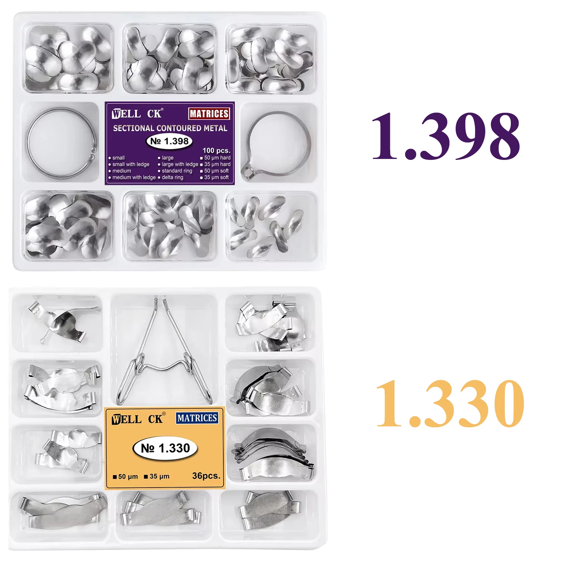 

Well CK 100Pcs Dental Sectional Matrix Contoured System Metal Dentistry Resin Clamping Seperating Ring Autoclavable dental
