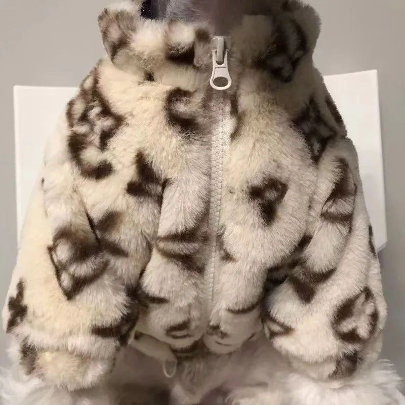 Leopard Dog Hoodie Coat Pet Thick Jacket Winter Overcoat Doggy Thermal Cotton-Padded Clothes Puppy Outfits Cat Sweatshirt 강아지옷