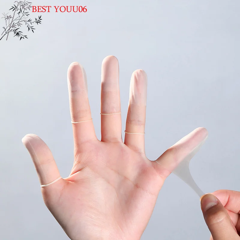 Hot 50pcs/pack Disposable Latex Finger Cover Rubber Non-slip Anti-static Finger Cots Fingertips Protector Gloves Nail Art Tool