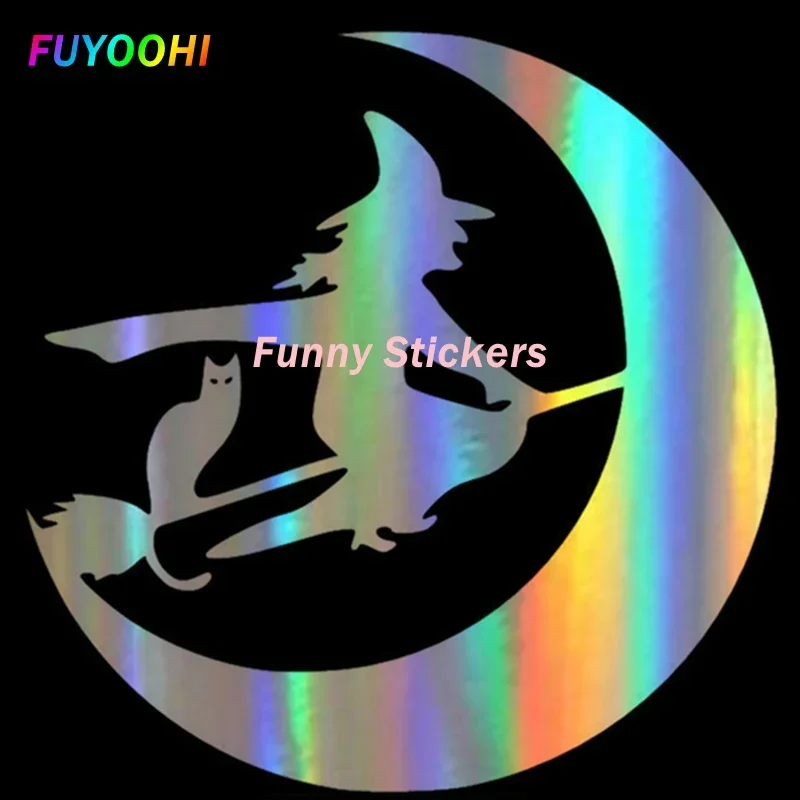 FUYOOHI Exterior/Protection Funny Decals Witch Flying on Broomstick Sticker on Car Funny Decal Motorcycle Car Styling