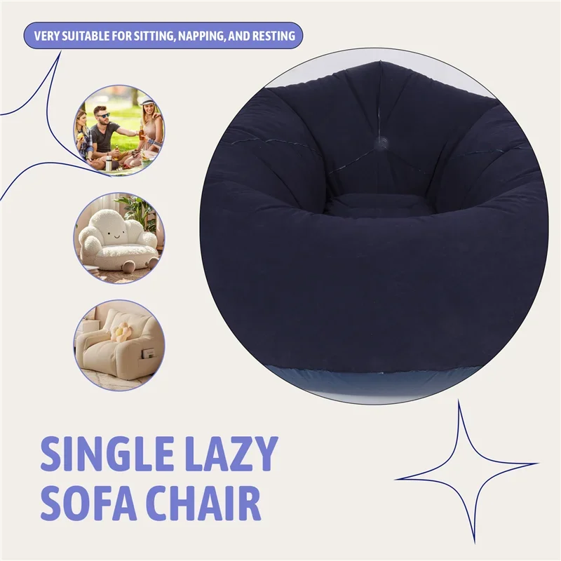 A55F-Large Inflatable Sofa Chair Bean Bag Flocking PVC Garden Lounge Beanbag Outdoor Furniture Camping Backpacking Bags