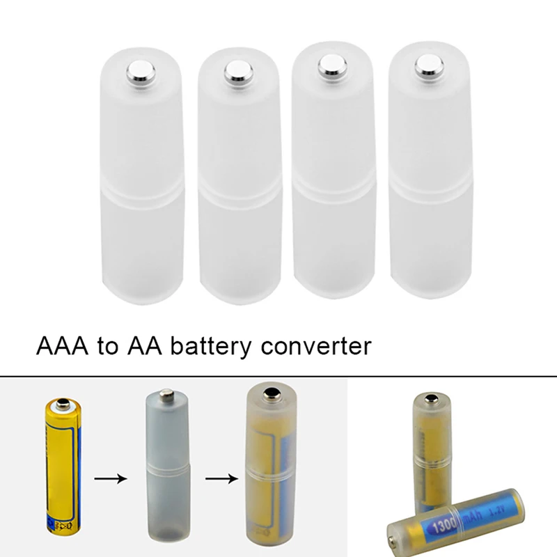 4pcs AAA to AA Size Battery Converter Adapter Batteries Holder Durable Case Switcher Cell Battery Holder Converter