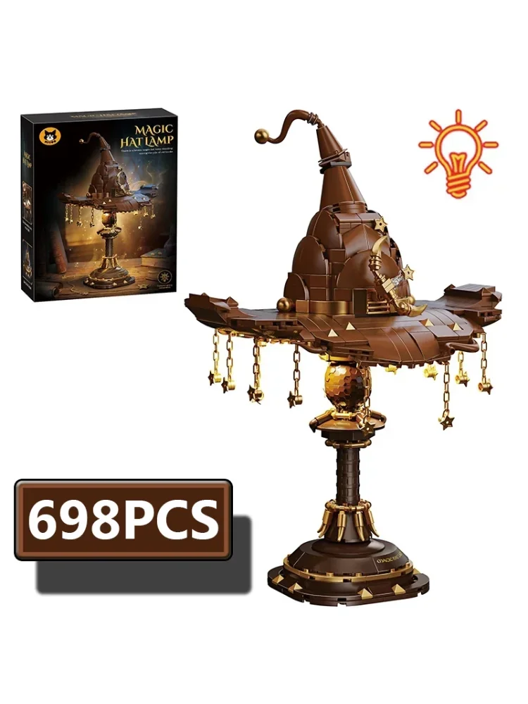 698-delige Magische Hoed bureaulamp bouwstenen simulatie bureaulamp creatieve fantasie stenen speelgoed tovenaarsmuts nachtlampje cadeau voor volwassenen - afbeelding 2