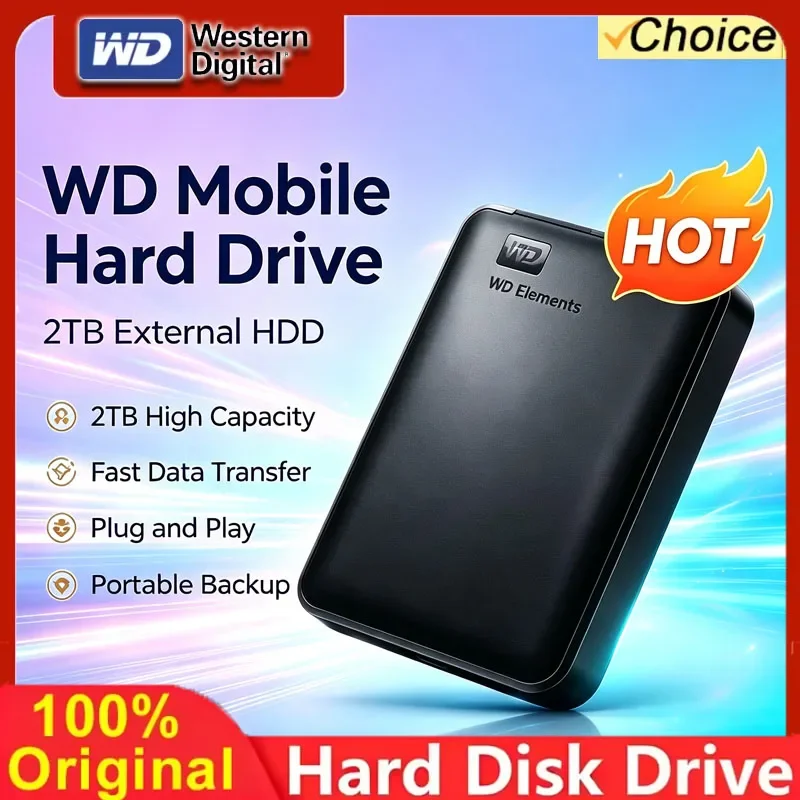 Western Digital WD Elements 5TB 4TB 2T 1T External Hard Drive 2.5" USB 3.0 Portable External HDD Hard Disk For Desktop PC Laptop