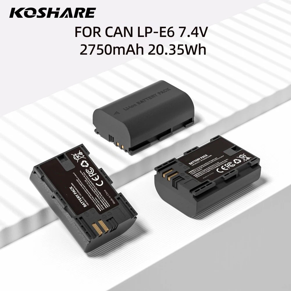 

KOSHARE 2750mAh Rechargeable Digital Battery for LP-E6 for EOS 5D Mark II 2 III 3 6D 7D 60D 60Da 70D 80D 90D DSLR