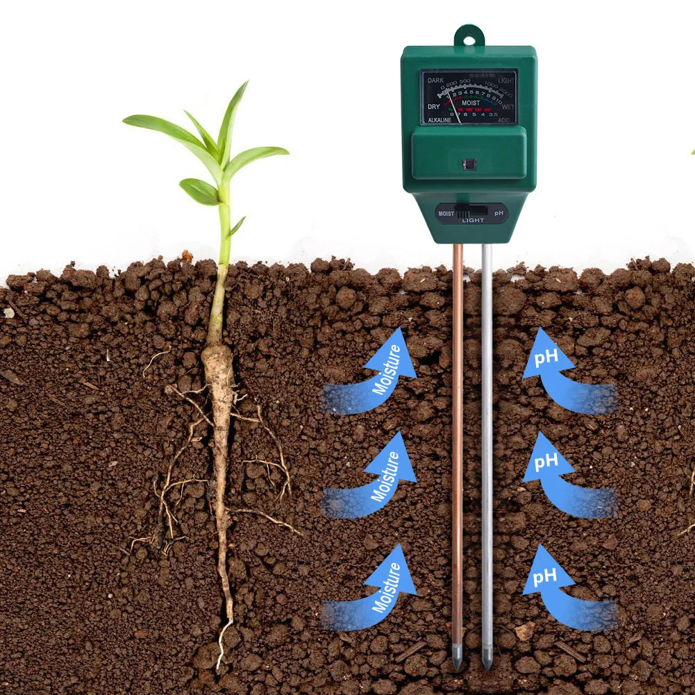 3 in 1 Soil Moisture Sensor Meter Soil pH Tester PH Light Moisture Acidity Tester Humidimetre Meter Detector for Plant
