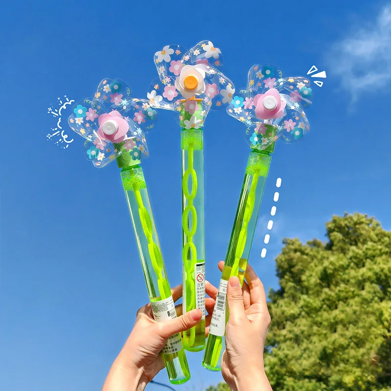 1pcs Flower Windmill Bubble Stick Handheld Bubble Machine Blowing Bubble Toy Cute Creativity Party Decoration Children Toys Gift