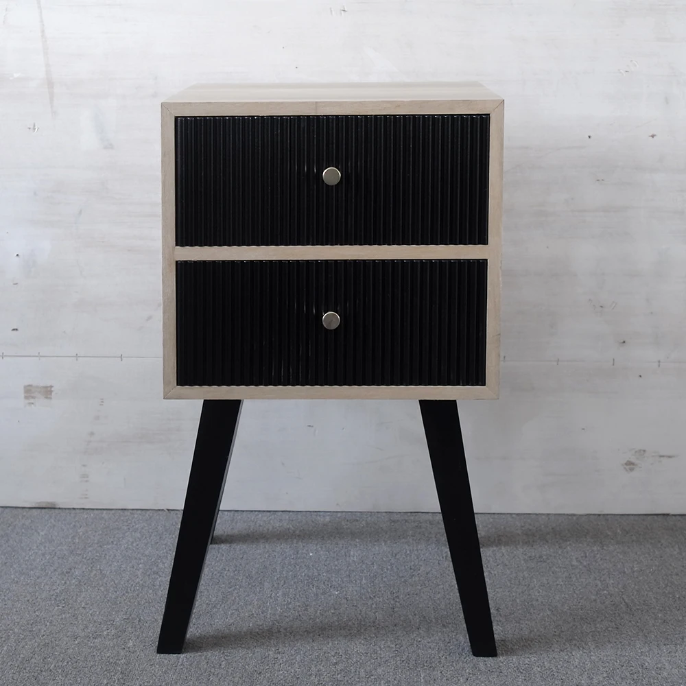 Modern Wooden Bedside Table With Storage Drawers solid wood legs Nightstand end table