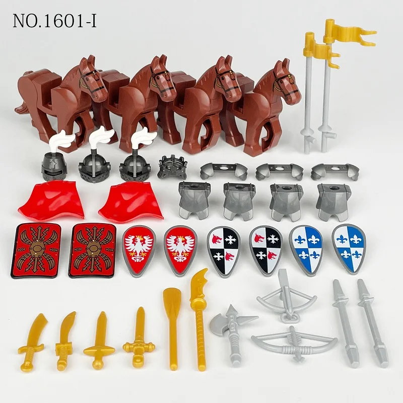 Medieval Military Soldier Castle Knight Weapons Accessories Building Blocks England Rose War Figures Game Bricks Children Toys