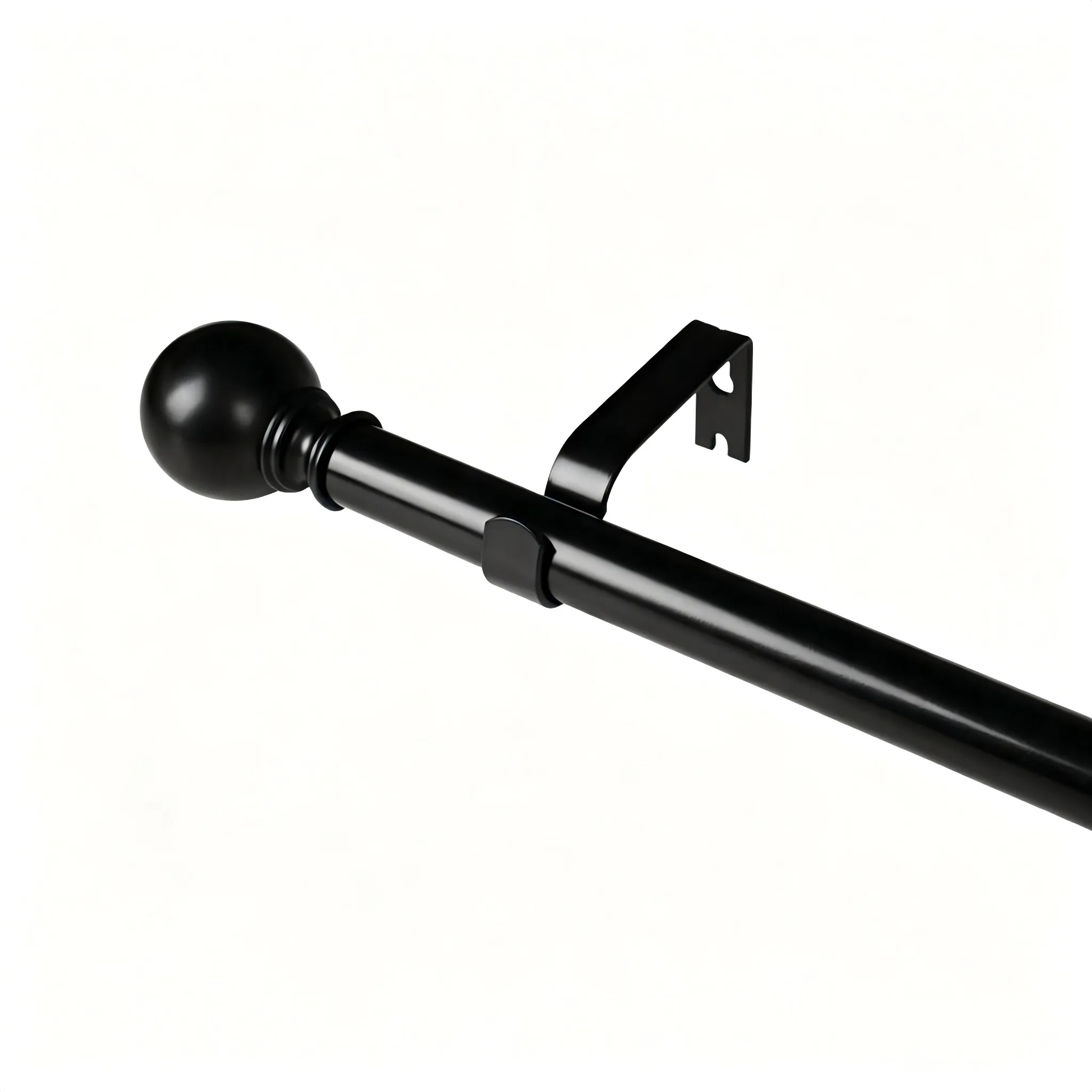 Tringles à rideaux en carbone/Tringles romaines, longueur 48-84 pouces, tringles à rideaux classiques avec petites têtes décoratives en forme de boule, ensemble de supports pour tringles à rideaux pour montage mural et au plafond, robustes et durables, adaptées aux chambres, cuisines, salons, salles à manger, bureaux
