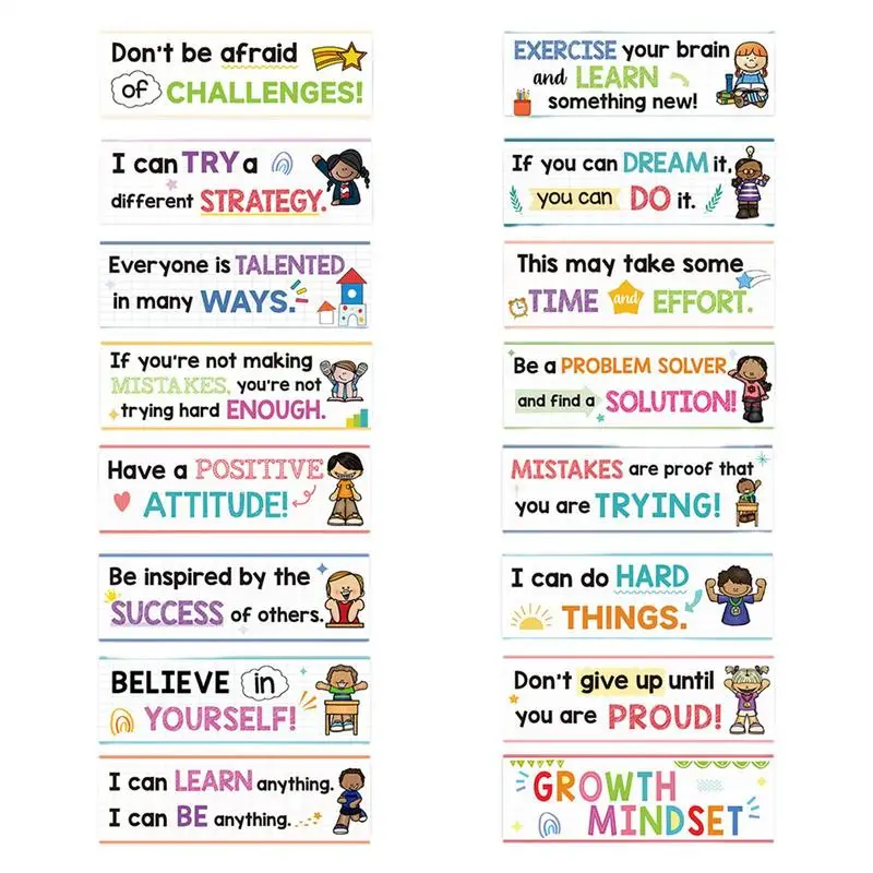 

Growth Mindset Poster Motivational Mindset Poster 16Pieces Quote Cards Encouragement Positive Affirmations Cards Growth Quote