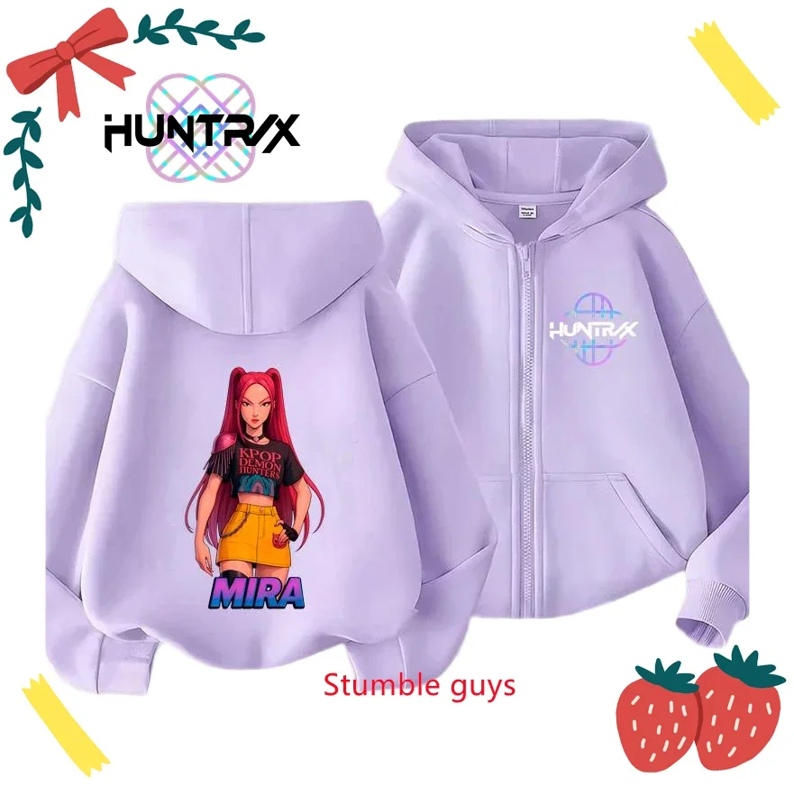 

Детская толстовка на молнии, весна-осень, Kpop, охотники на демонов, приятная для кожи одежда для мальчиков и девочек, домашний повседневный свитшот