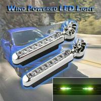 Car LED Daytime Headlight With Wind Powered Fan - 8 LED Rotating Lights In White/Blue For Enhanced Visibility