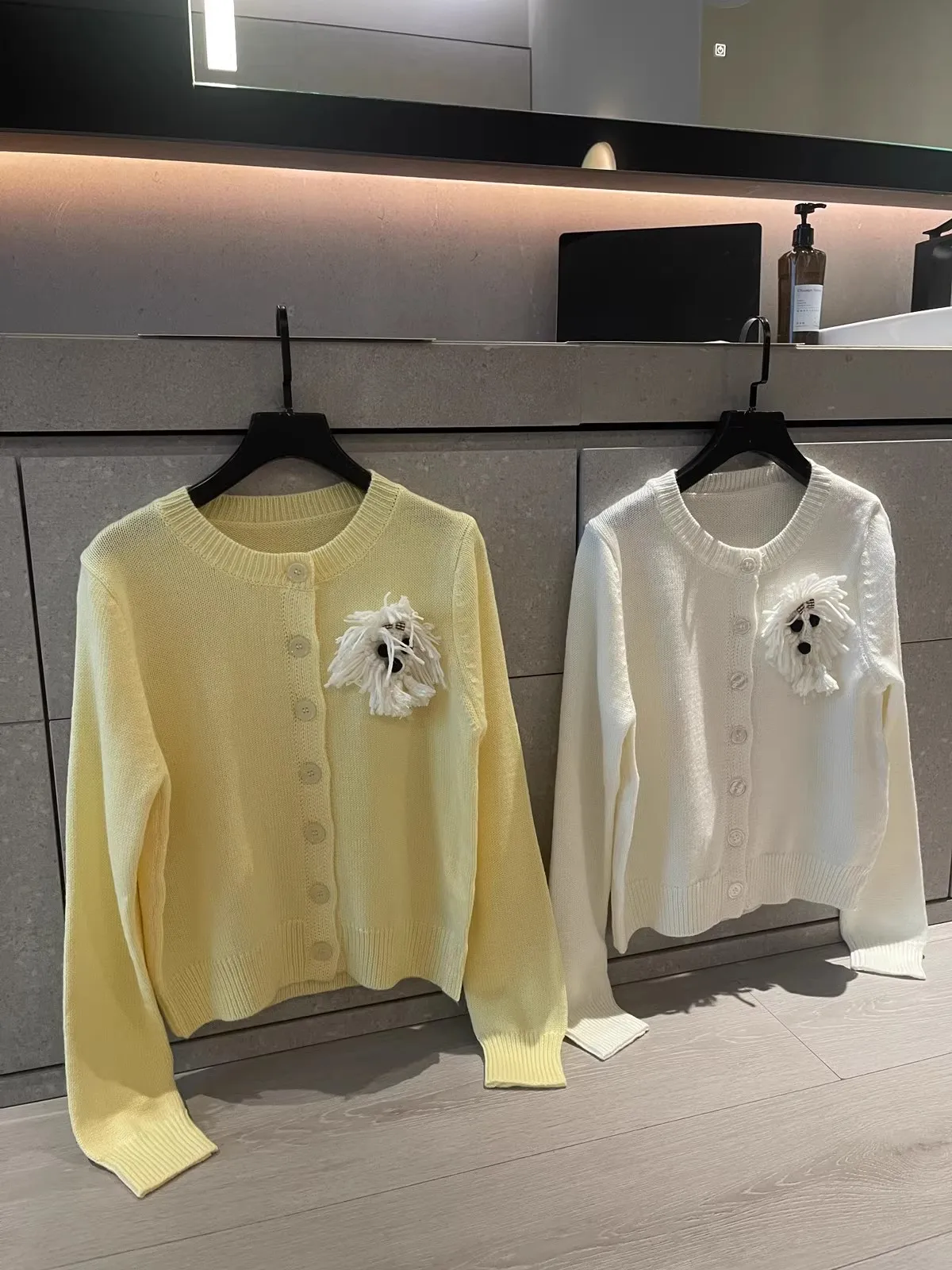 Japanese Kawaii Cartoon Dog Embroidery Knitted Cardigan Women All Match Sweater Jackets Coats Kardigany C-182