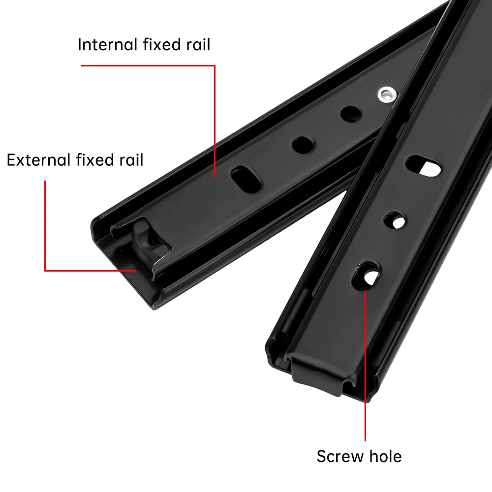 12/14/16 Inch Cold Rolled Steel Drawer Slides Close Drawer Track Rail Sliding 3-Section Cabinet Slides Furniture Hardware