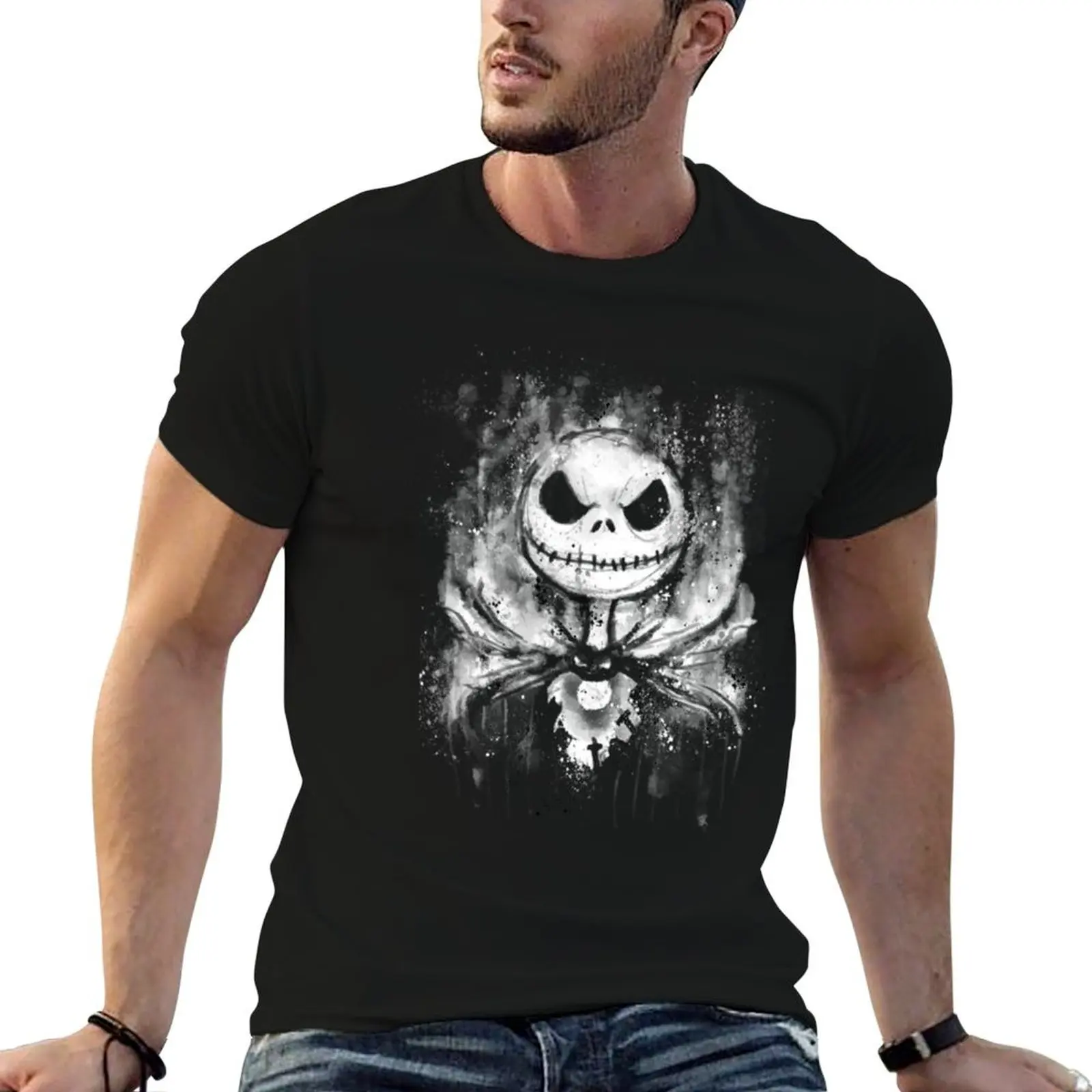 splatter Jack Fitted V-Neck T-Shirt Aesthetic clothing kawaii clothes summer top mens t shirts casual stylish