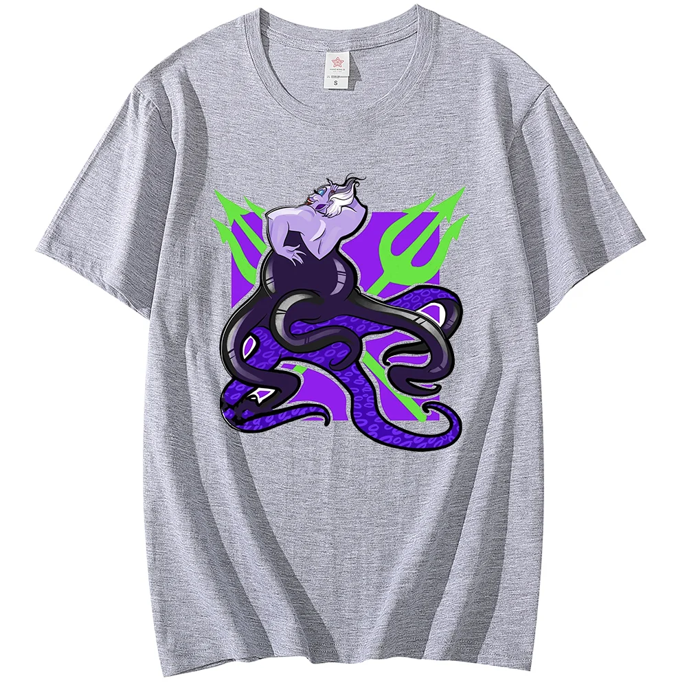 Disney The Little Mermaid Ursula print T-shirt Leisure Sports Street Harajuku Couple Student T-shirt