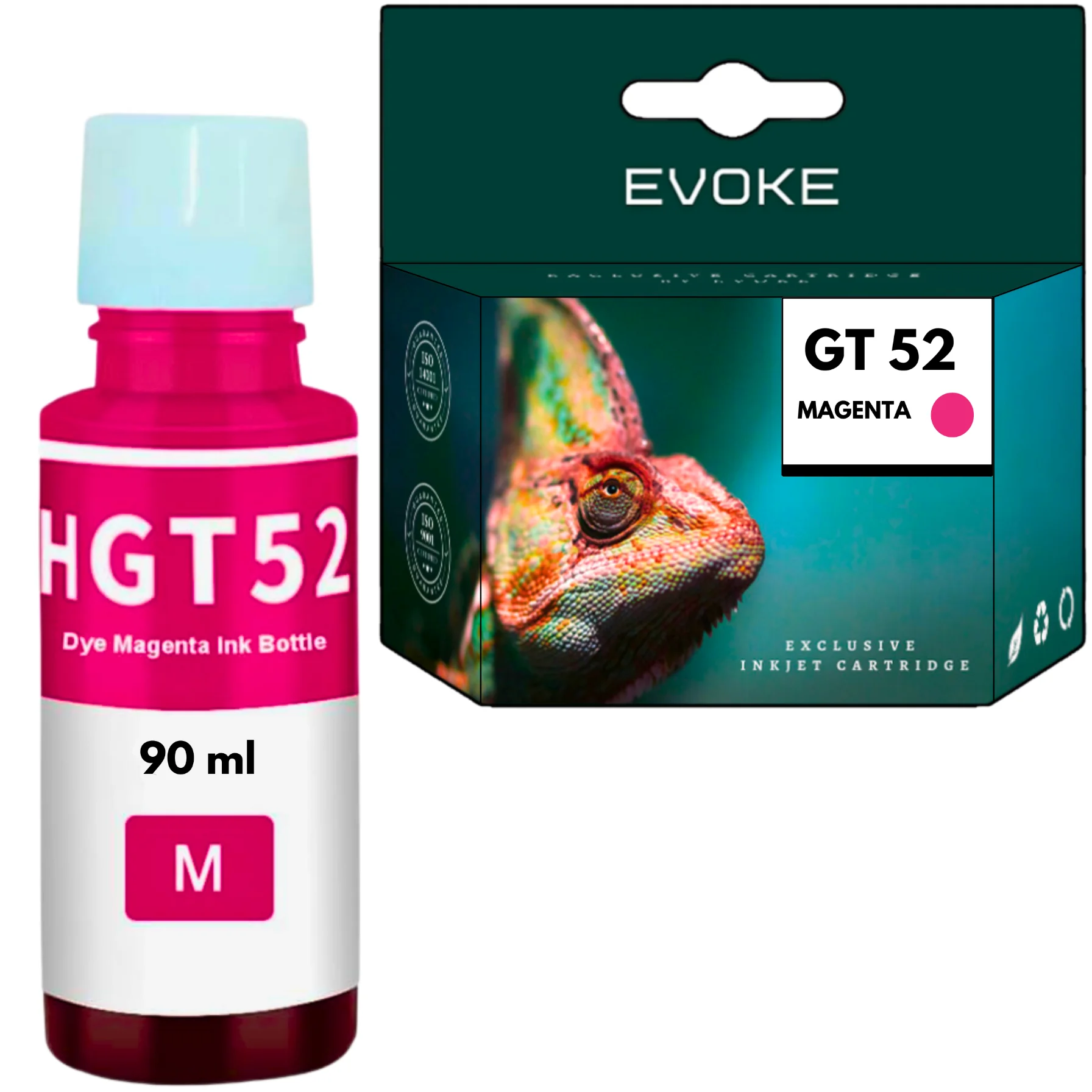 Evoke Compatibele Inkt voor Hp Gt52M Gt-52M Gt52 Gt-52 Moh55Ae Magenta 90 ml 10280 Stron Inktank 315/410/415 Smarttank 510/515