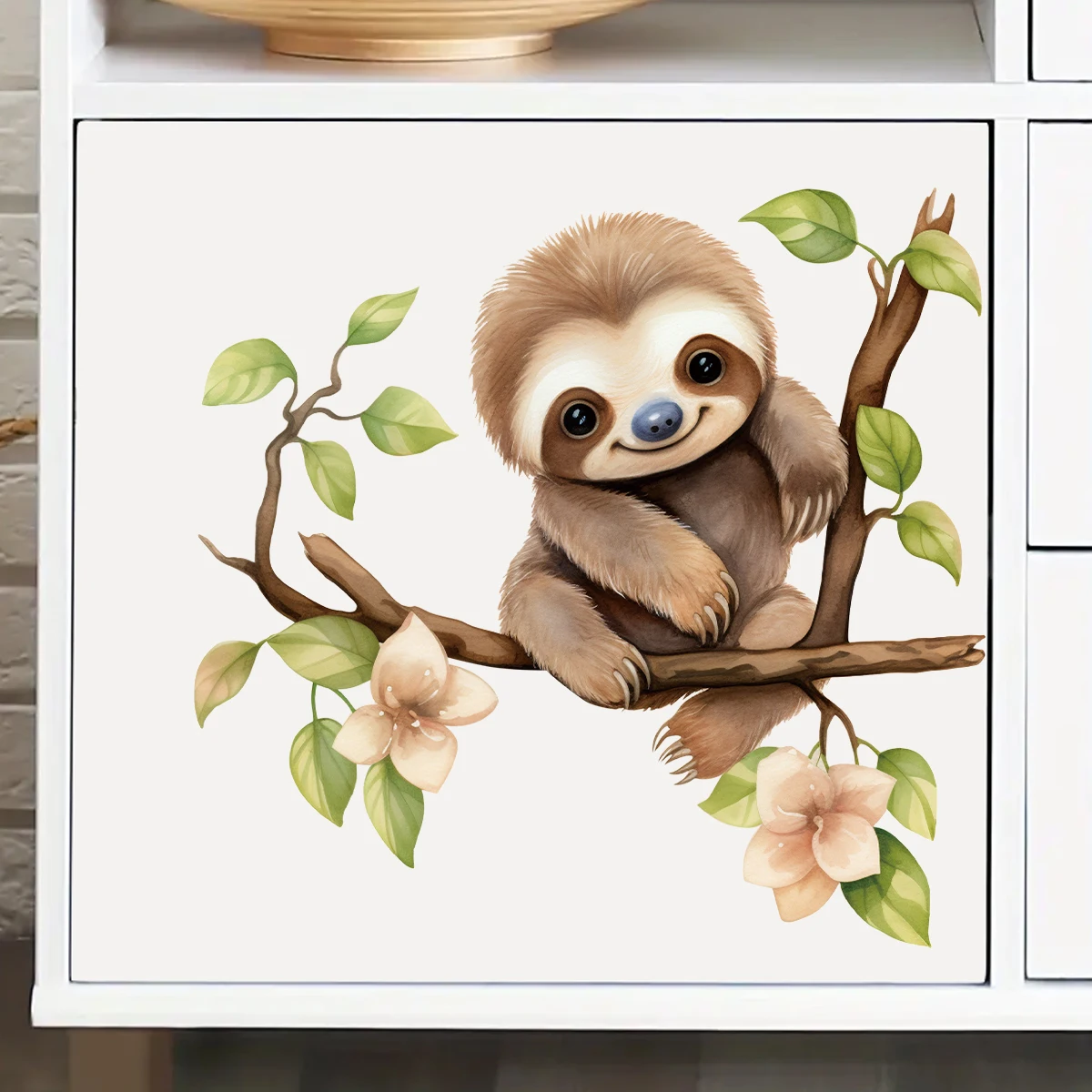 1Pc Cartoon Sloth on Branch Cute Animal Wall Stickers Kids Room Wall Decals Living Baby Room Decor Bedroom Child Home Decoration