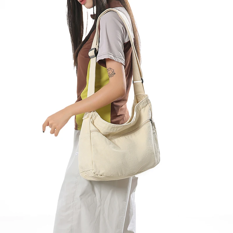 

Black Canvas Women's Bag Large Shoulder Crossbody Bag Vintage Eco Bag Korean Messenger Bag Y2K Satchels Shopper Handbags Mailbag