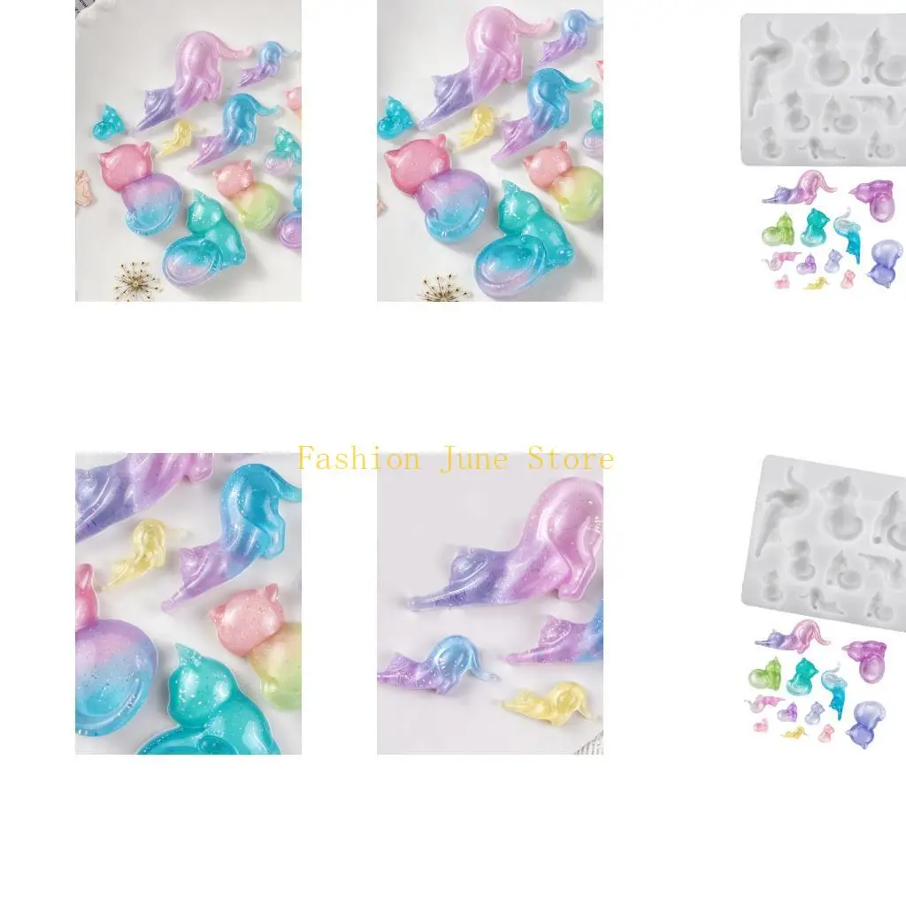 N5KA Double Sided Cats Silicone Resin Mold For Custom Jewelry And Decors Items