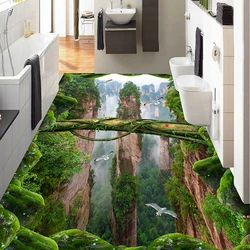 Custom Photo Wall Paper 3D Stereo Forests Mountain Floor Tiles Murals Sticker Living Room Bathroom PVC Waterproof Wallpaper