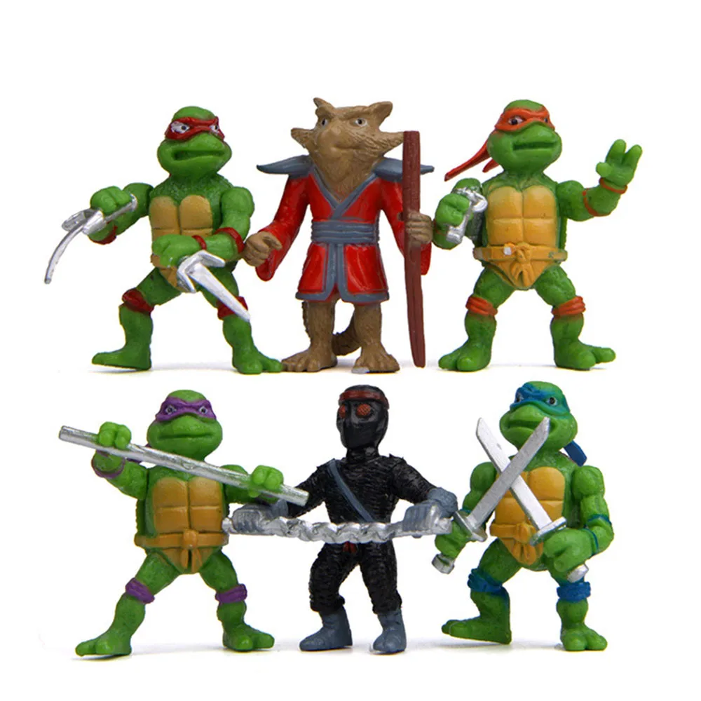 6pcs Teenage Mutant Ninja Turtles Anime PVC Action Figure Raphael Donatello Toys Charm Desktop Decor Doll Kids Gift