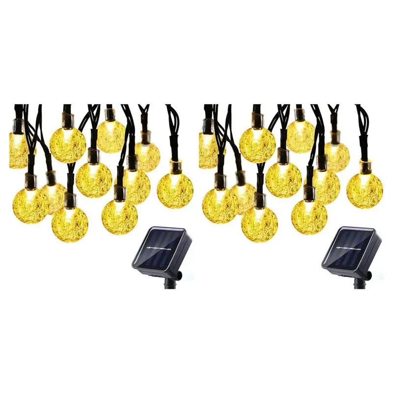 

2X 8-режимные солнечные лампочки, хрустальные шары, 5-метровые светодиодные гирлянды, гирлянды-гирлянды с подсветкой, AA26