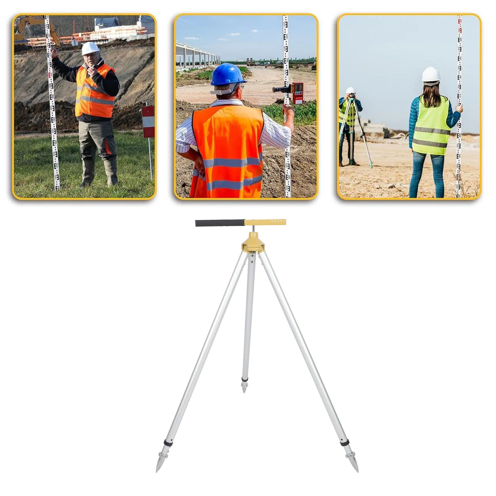 Prism Pole Tripod Aluminum Range GPS Leveling Staff Total Station Surveying Equipment 75‑120cm Telescopic Height