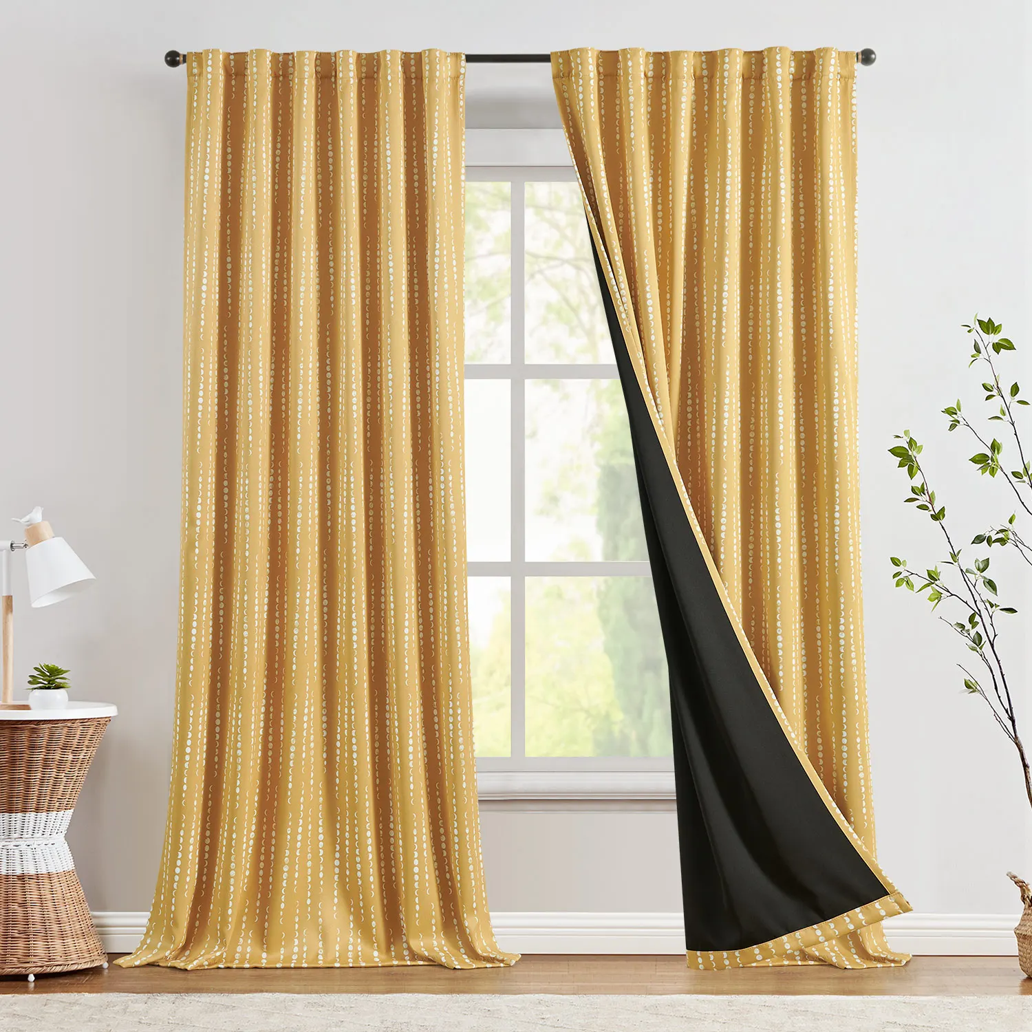 

Термоизолирующие шторы Jinchan Boho Moon Phases для спальни, затемняющие, с карманом для карниза, 2 панели