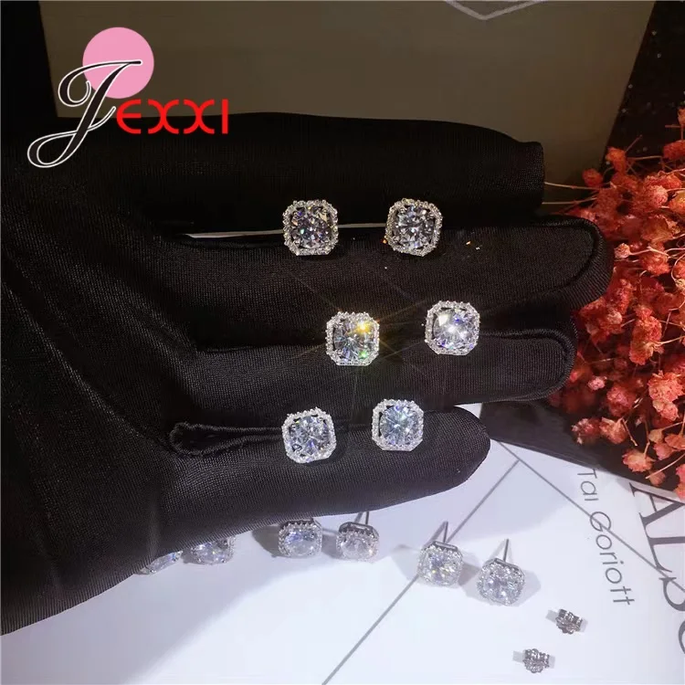 100% Real 925 Sterling Silver Jewelry Sets for Woman Female Super Shiny Cubic Zircon Stone Inlay Wedding Engagement Accessory