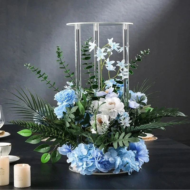 Round Acrylic Floor Vase, Clear Flower Vase, Wedding Table Centerpiece, Modern Vintage Stand, Columns Decoration, 10Pcs per Lot