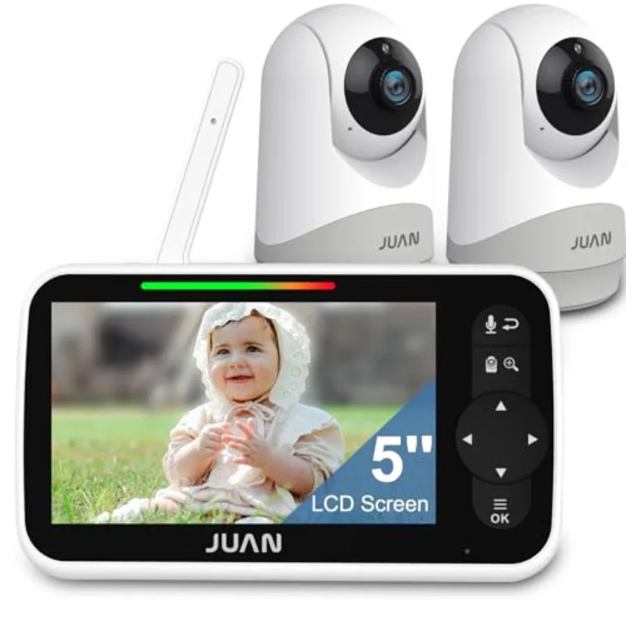 

Видеоняня JUAN 5 с 2 камерами и аудио, 30-часовая работа от аккумулятора, камеры с дистанционным управлением, ночным видением и датчиком температуры