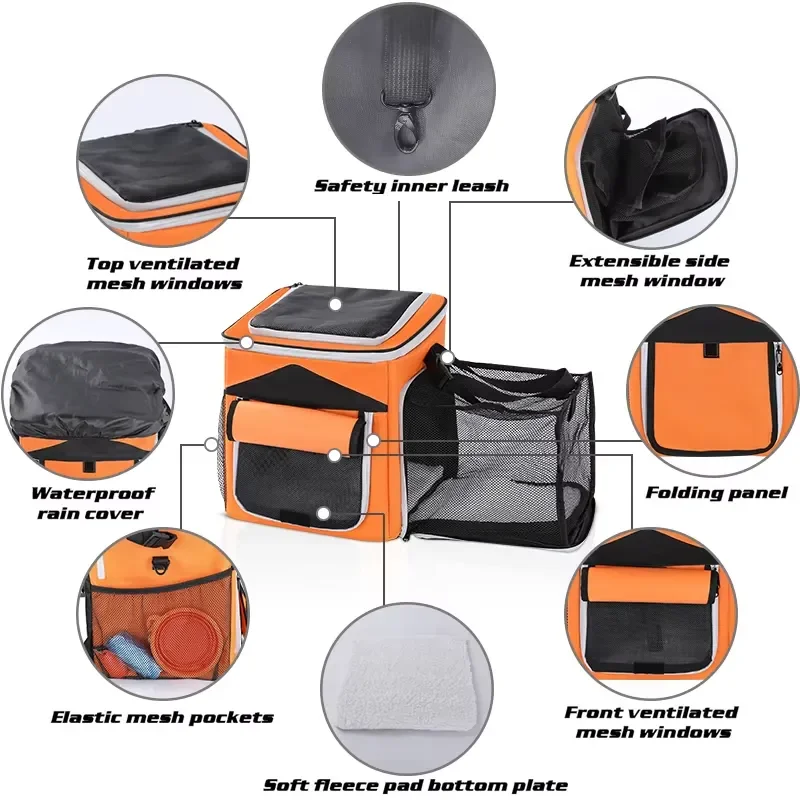 for Outdoor Travel Bike Sports Cat Dog Carrier Case Bicycle Front Dog Bag Basket Bicycle Pet Carrier with Rain Cover view 2