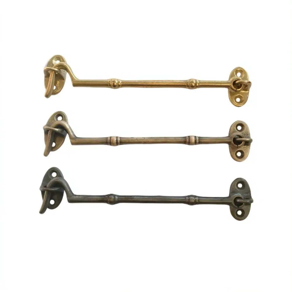 Vintage Brass Wind Hook Retro Chinese Style Window Latch Door Catch Heavy Duty Metal Hardware Support For Wooden Home Fixture