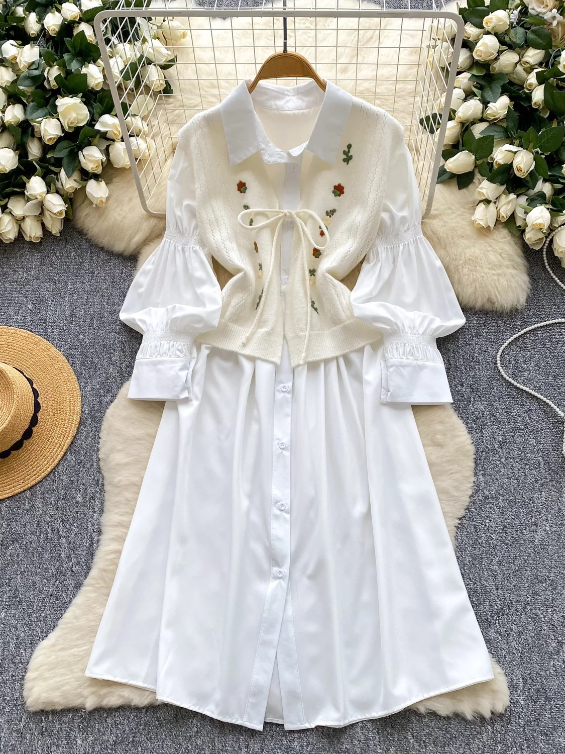 

Осенняя длинная юбка с воротником в стиле ретро Dr, вязаный фонарь Све, осенняя модная длинная юбка, женская облегающая юбка с высокой талией для поездок на работу