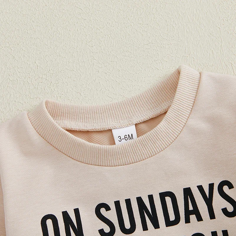 طقم كنزة رياضية بأكمام طويلة وبطباعة حروف من الرجبي وبنطال مرن ، ملابس أطفال أولاد وبنات ، ملابس خريفية ، طقم طفل صغير