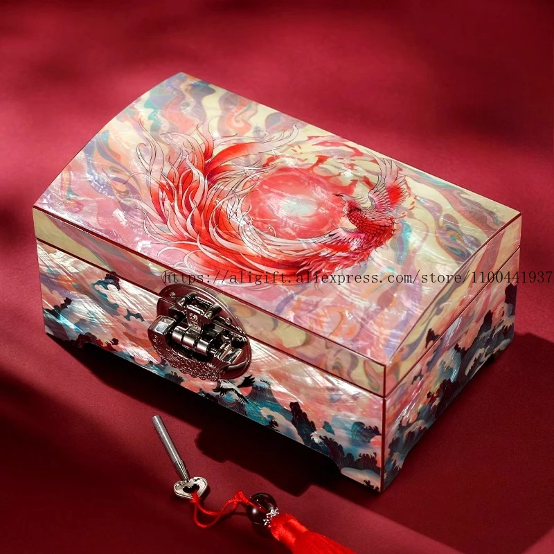 Guochao-Inspired Mosaic Jewelry Case Business Gift for Clients Vintage Necklace Bracelet Storage Chinese Chic Design