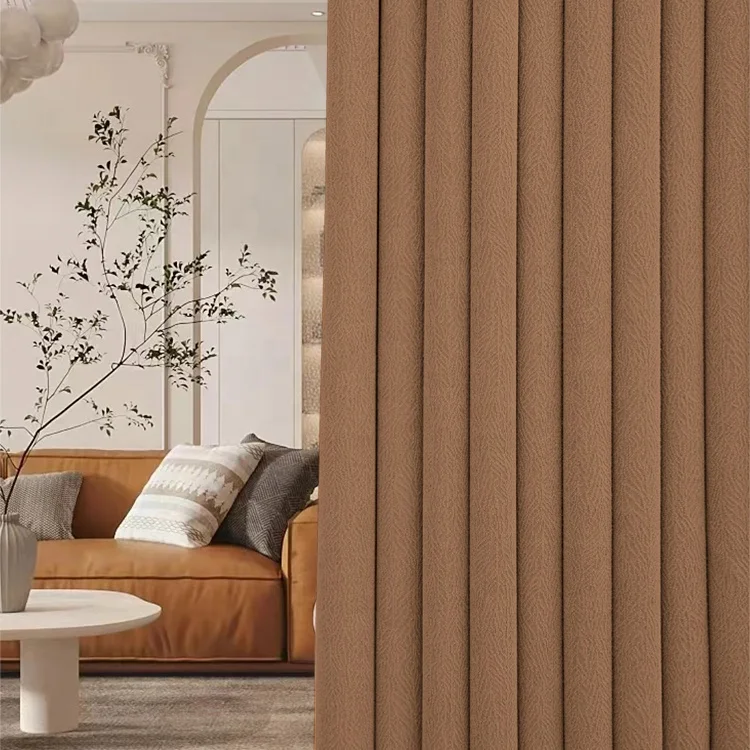 blackout curtains for the living room luxury curtain with smart track Velvet curtains chenille brown caramel colour