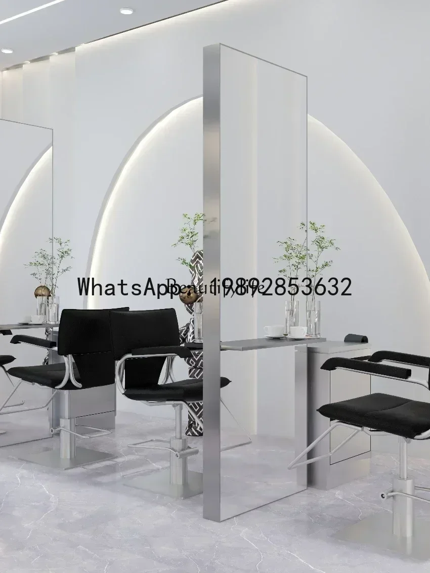 CC Barber Shop Dressing Table Marble Seat Hair Cutting Mirror Double-Sided Floor Hot Dyeing Mirror