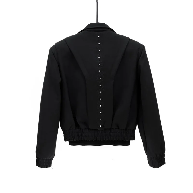 WVGA Spring Autumn New Men's Tide High Street Embroidery Short Jackets Niche Chic Casual Rivet Turn-down Collar Coats Ins W12855