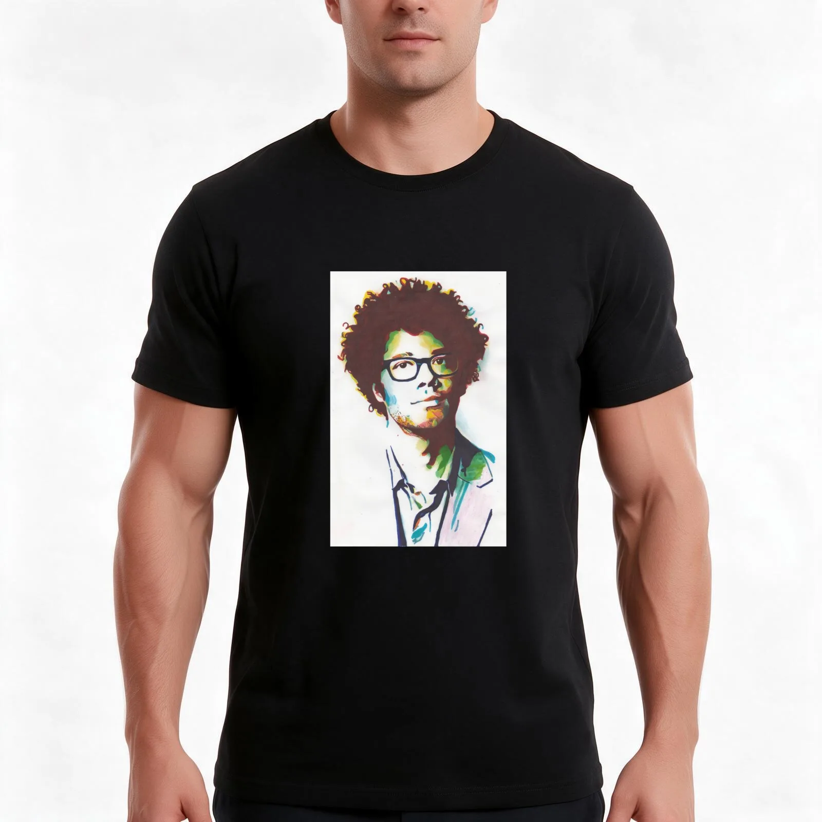 Richard Ayoade T-Shirt, Summer Casual Cotton Tee, Oversized Streetwear Tops, Vintage Graphic Print, Loose Fit Short Sleeve