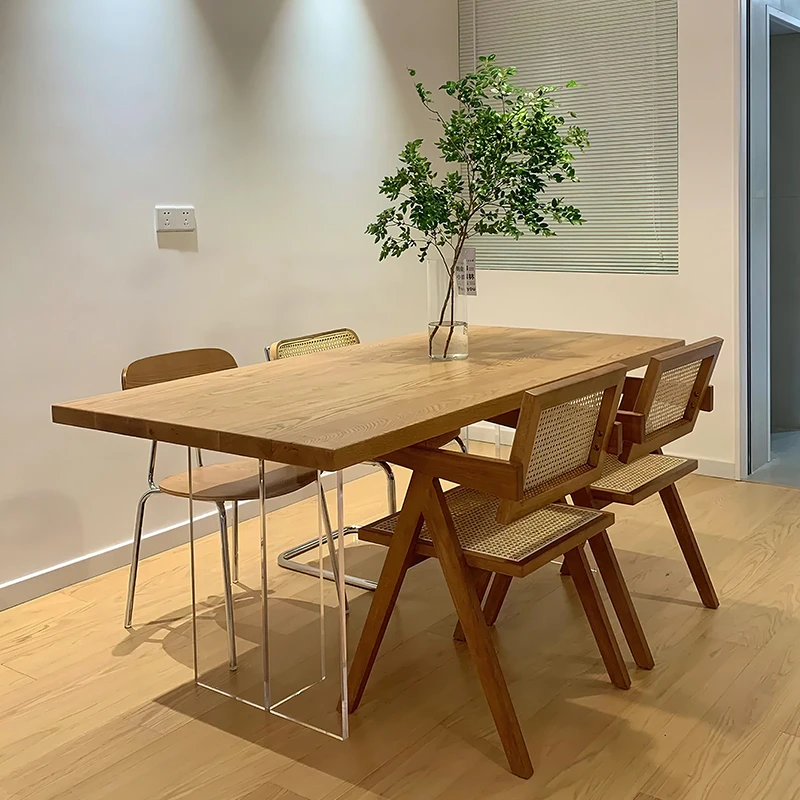 

Acrylic Suspended Watertight Solid Wood Dining Table Japanese Ash Durable Stylish Table Beau Et Durable Dining Room Furniture