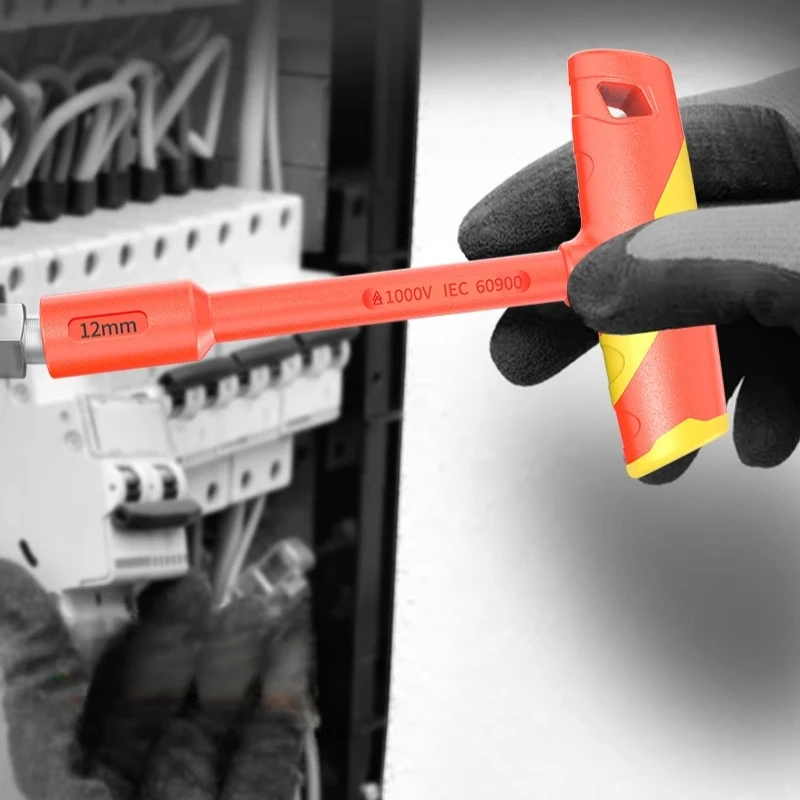 

Insulated Injection Molded T-socket Wrench VDE High Voltage 1000V Electrician Special Manual Socket Batch Tool