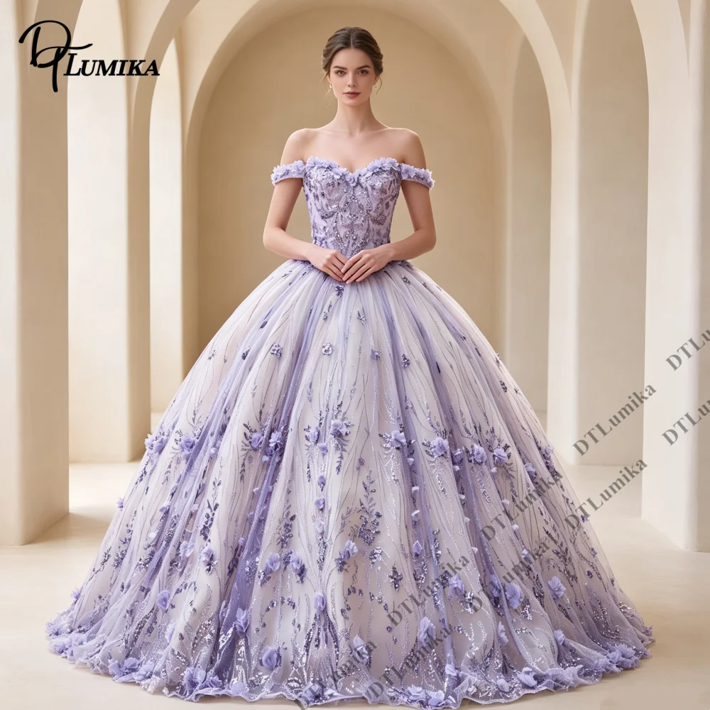 Multi-layer Off Shoulder Ball Gown Quinceanera Dress 2026 Sparkly Princess Formal Evening Gown for Women Customized Size