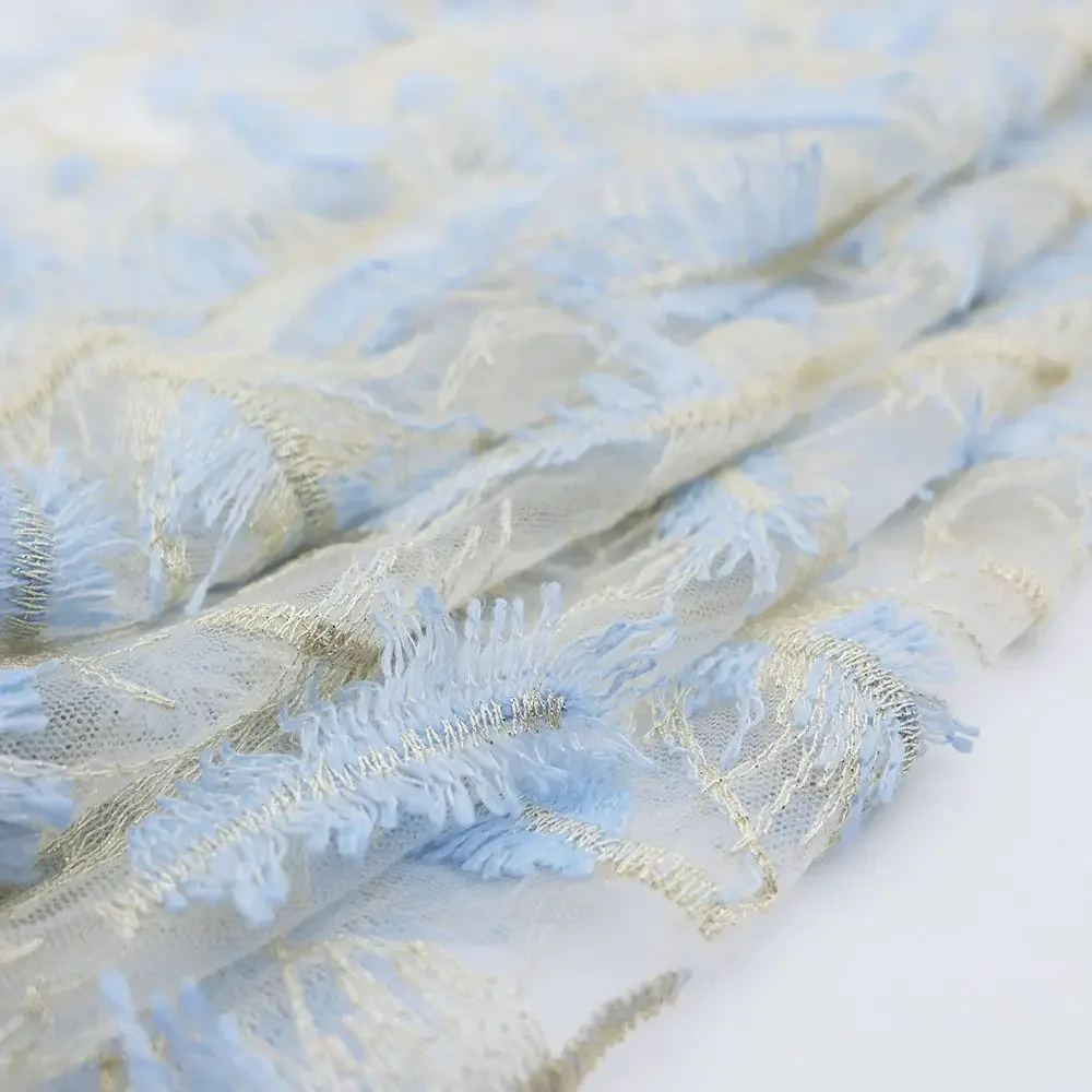 Three Dimensional Feather Embroidery Lace Fabric For Handmade Evening Gown Wedding Dress DIY High End Women Clothing Material