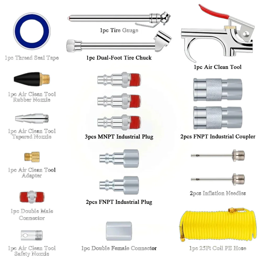 Garage Maintenance Pneumatic Tools Kit 20-piece Set Promotes Airflow Suitable For Garages For Car Air Conditioning