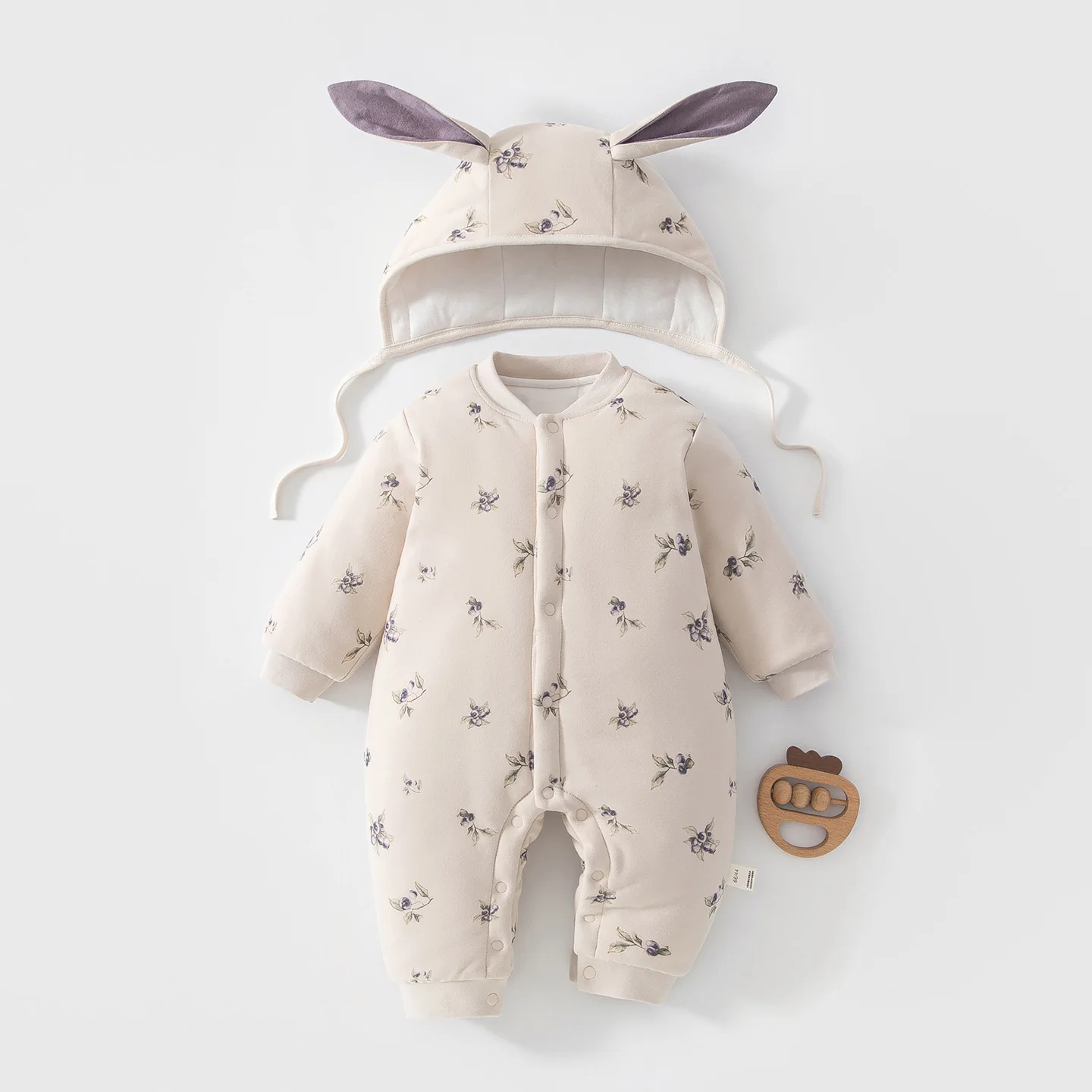 120g Padded Baby Hooded Romper Winter Thin Cotton Warm Jumpsuit Newborn Infant Outdoor Crawling Suit Baby Boys Girls Outfit