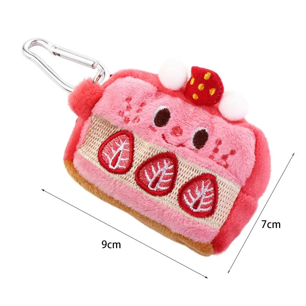 1Pc Cute Fun Pink Purse portafogli Mini peluche Strawberry Cake portamonete bella custodia per auricolari borsa per soldi con cerniera borsa per bambini